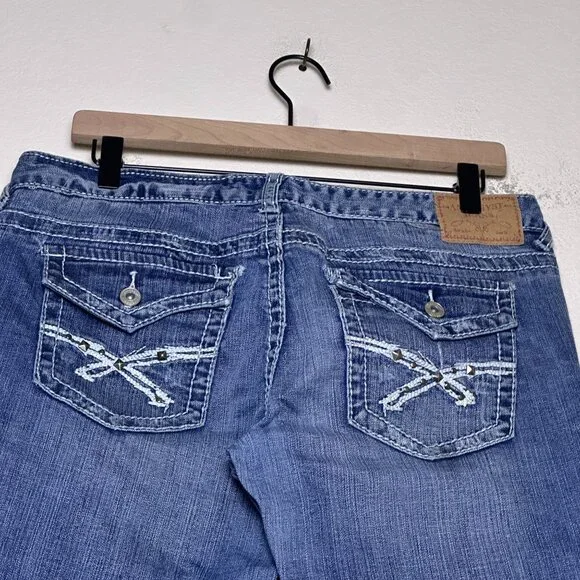 Y2K Amethyst Denim Jean Pant Women 11 Low Rise Slim Straight Fit Punk Distressed - Picture 15 of 15